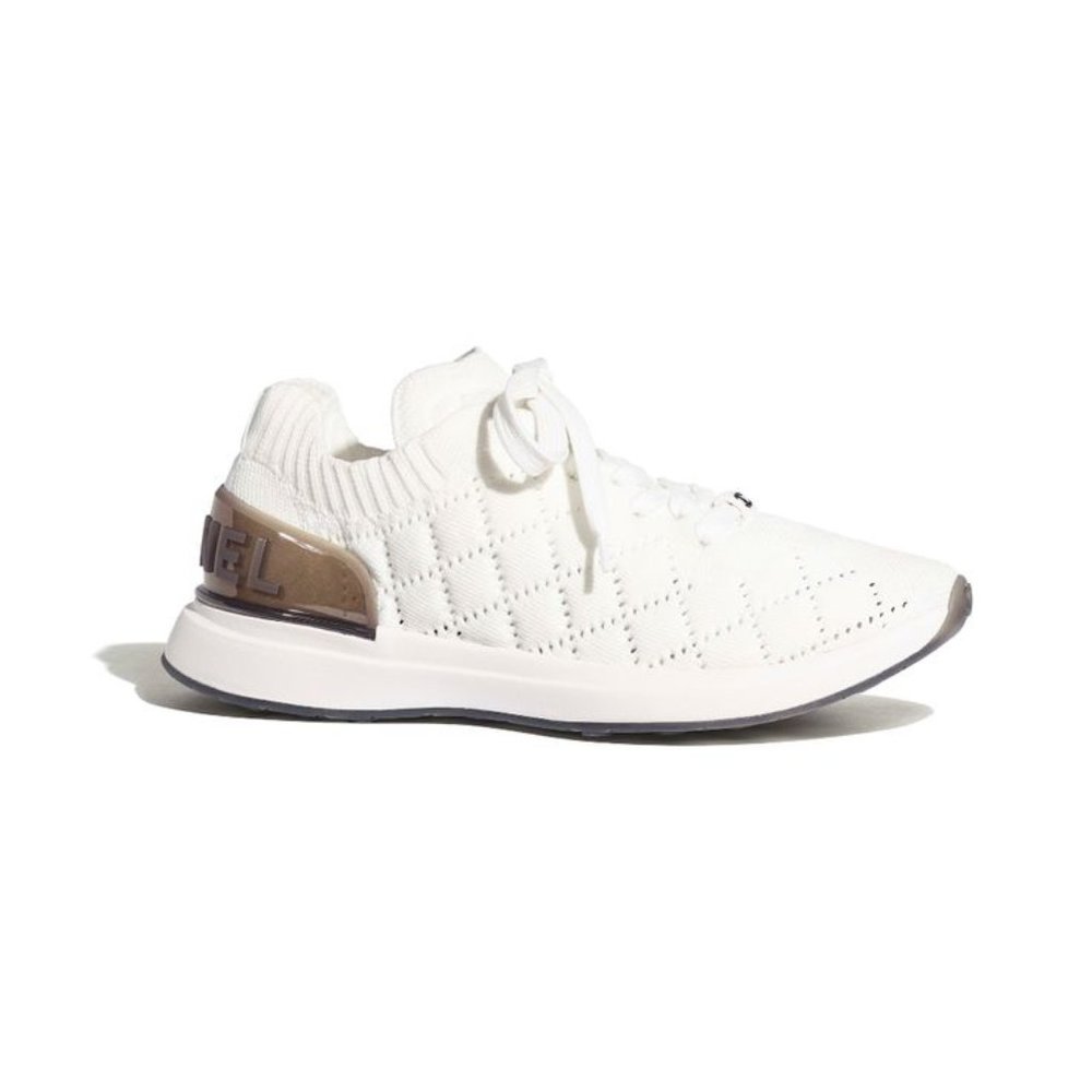 NIB Chanel 20P Fabric Logo Sneakers 37 White G35549